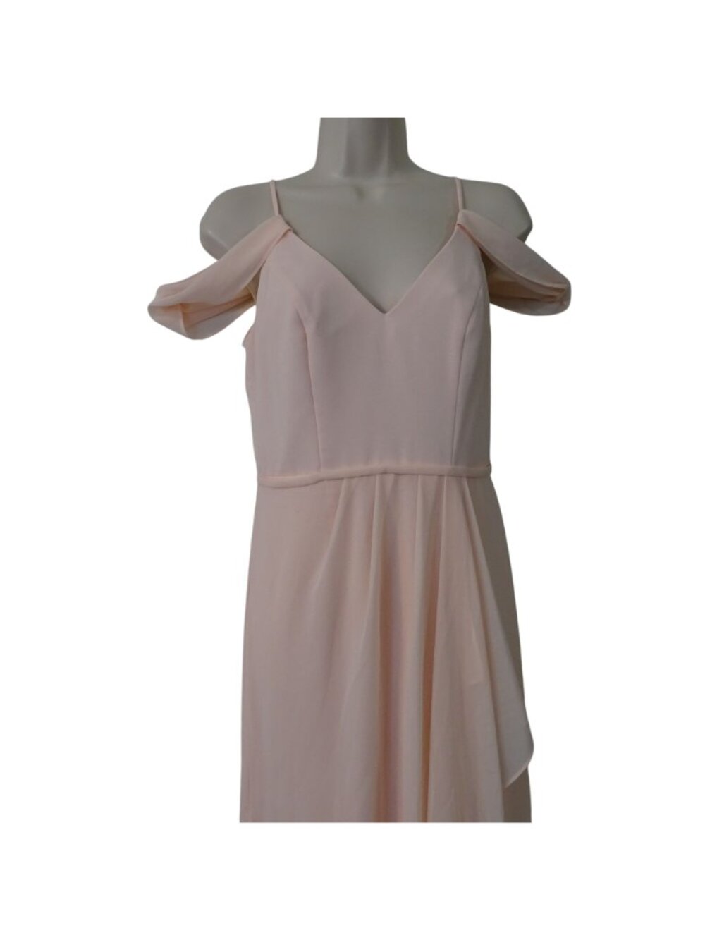 Celebrate DB Studio Cascading Off Shoulder Pink Formal Gown Dress Size 0 Wedding - Picture 2 of 8